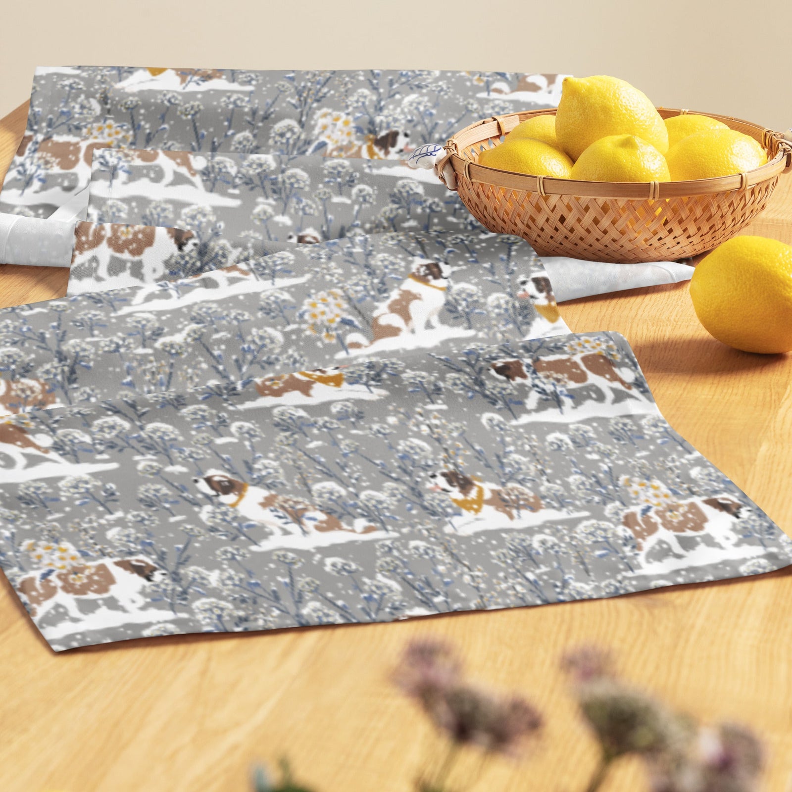 St Bernard Snowflower Table Runner - Lucy + Norman