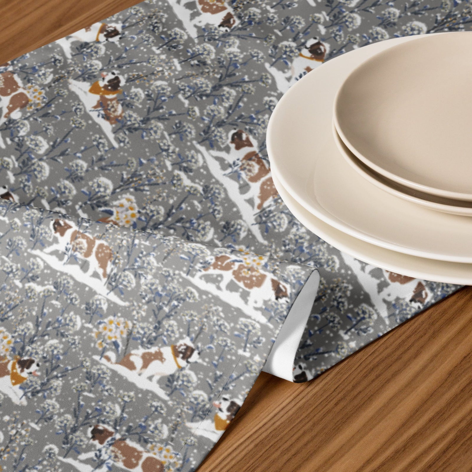 St Bernard Snowflower Table Runner - Lucy + Norman