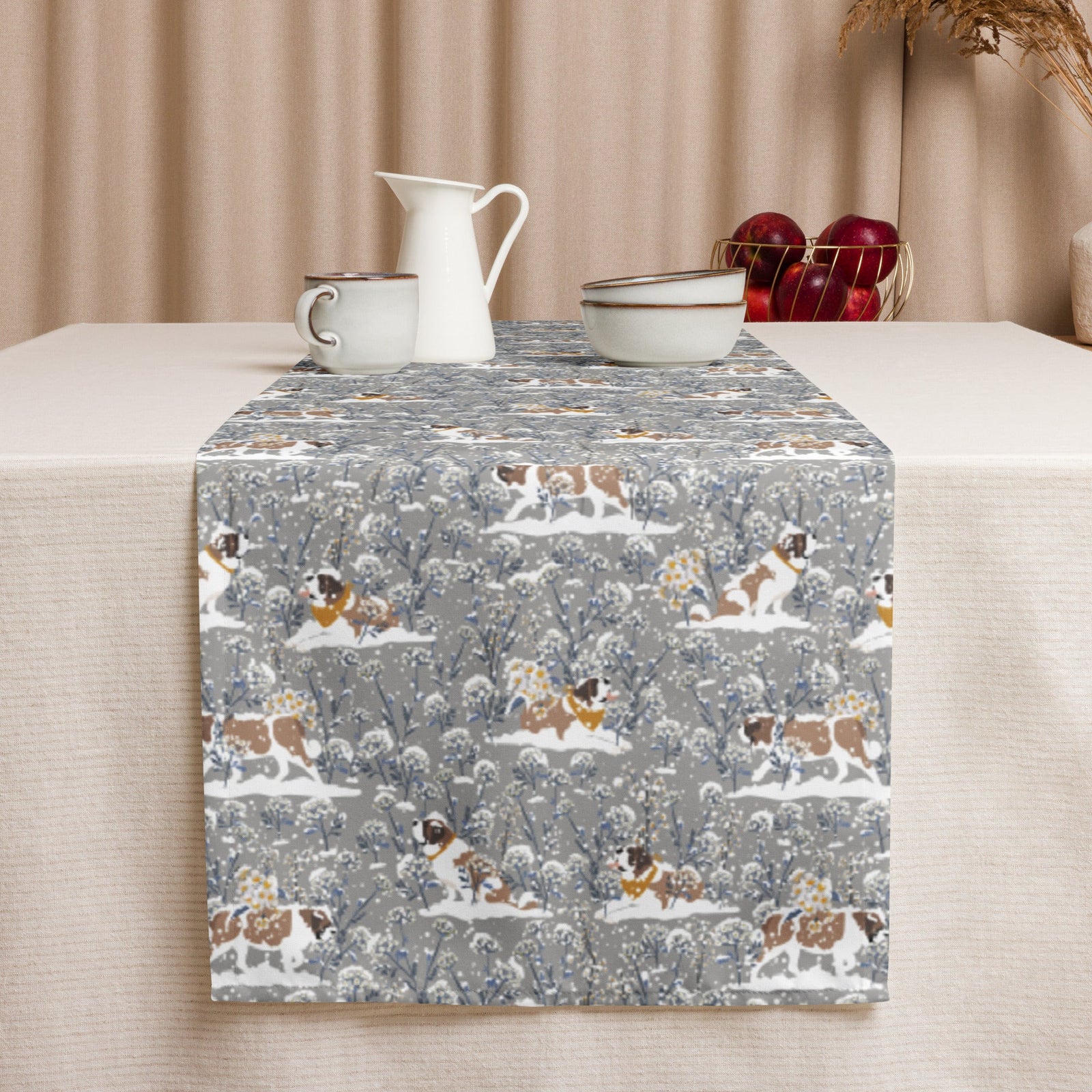 St Bernard Snowflower Table Runner - Lucy + Norman
