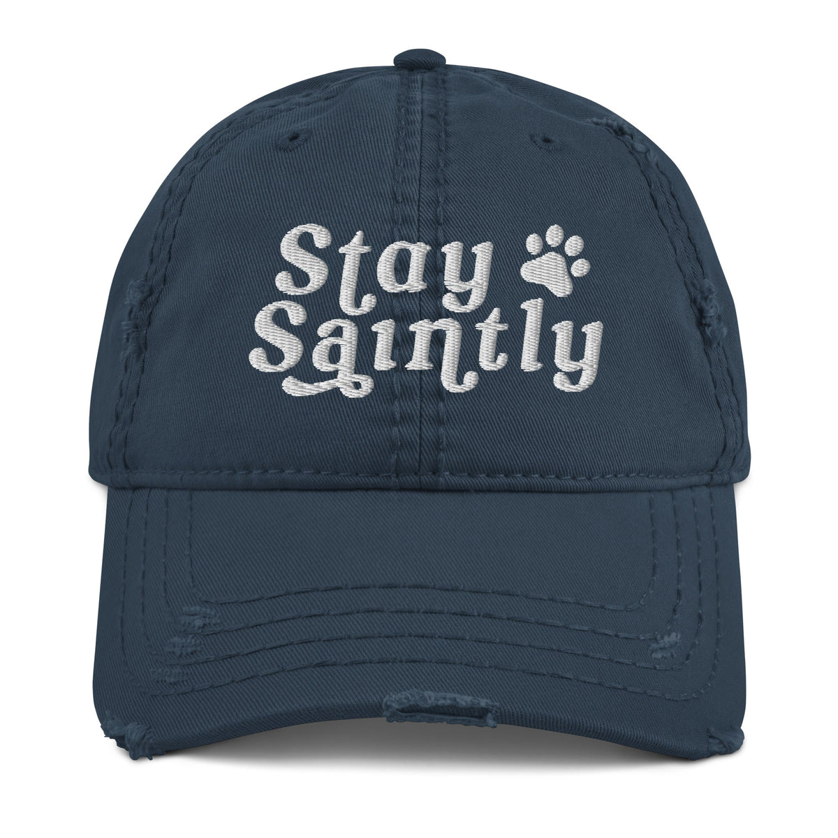 Stay Saintly Distressed Dad Hat - Lucy + Norman