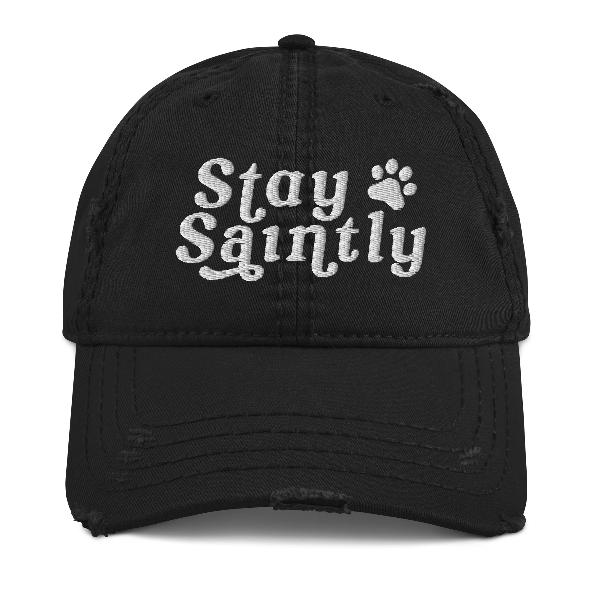 Stay Saintly Distressed Dad Hat - Lucy + Norman