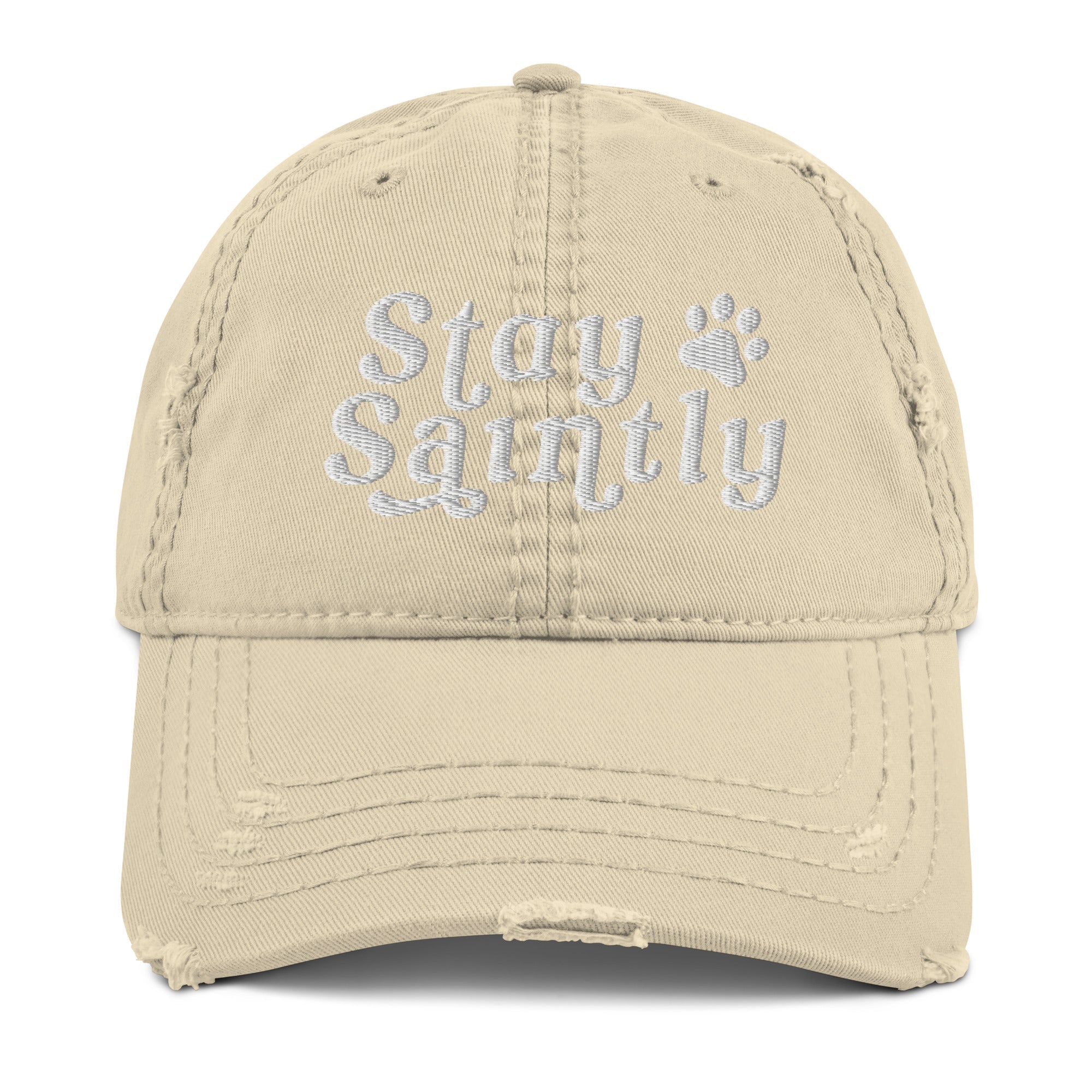 Stay Saintly Distressed Dad Hat - Lucy + Norman