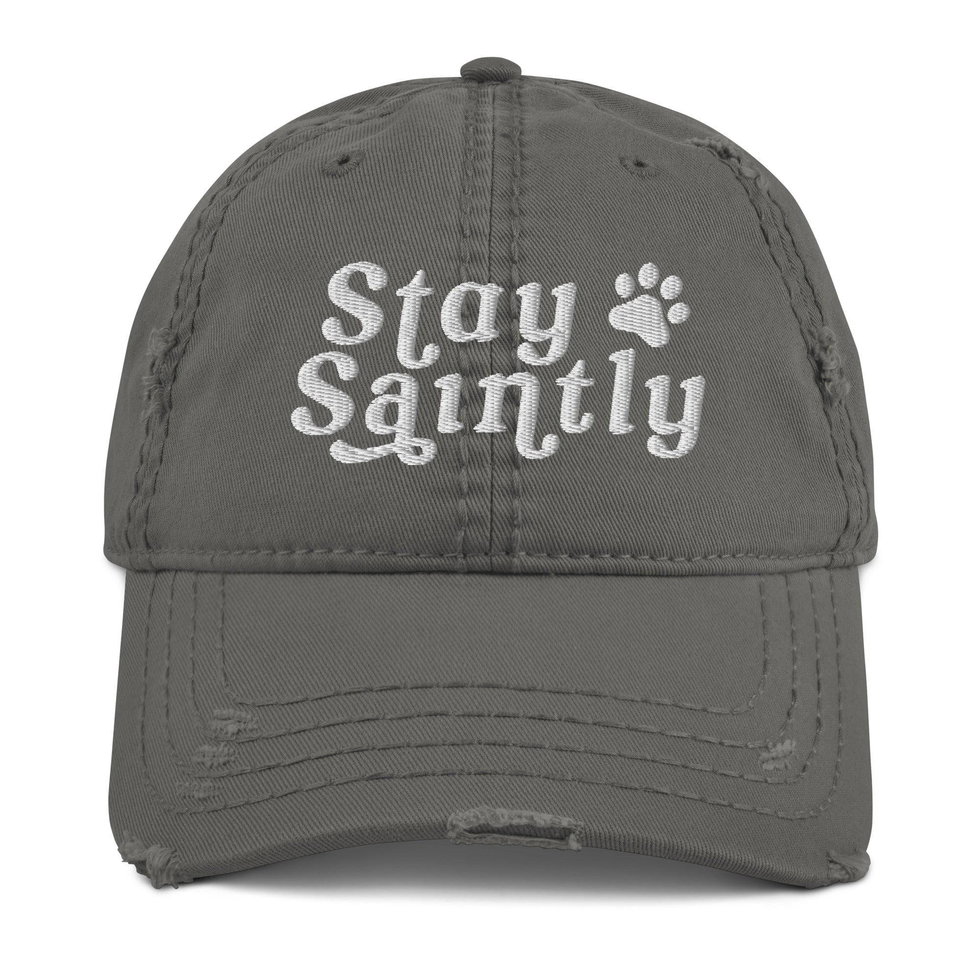 Stay Saintly Distressed Dad Hat - Lucy + Norman